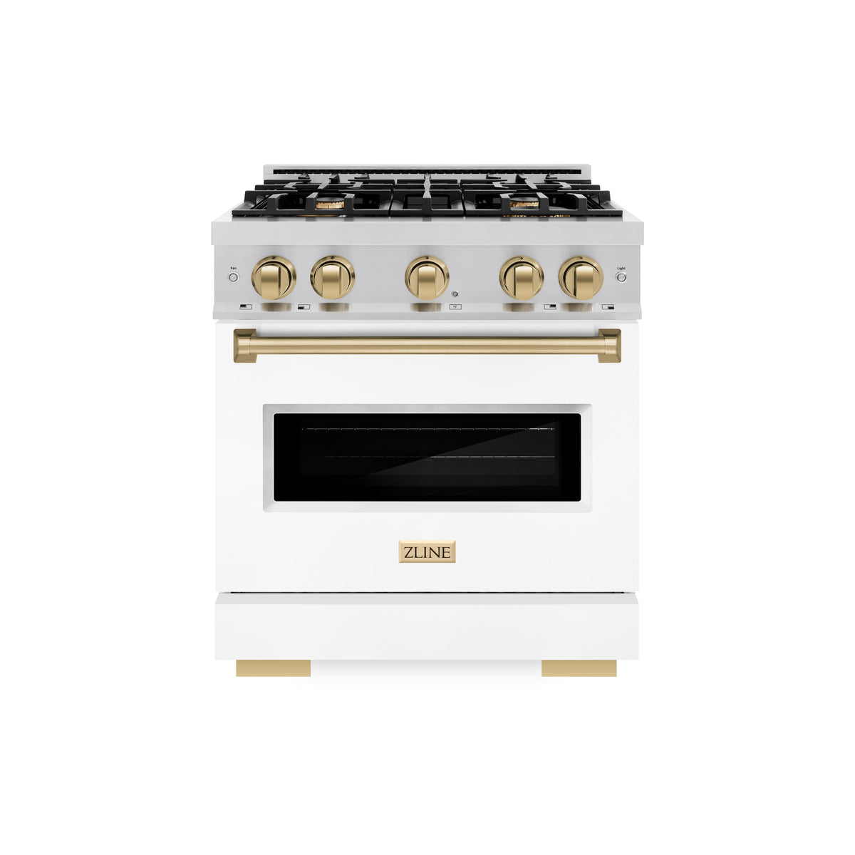 ZLINE - 30 in. Wide 4 Burner Autograph Classic Gas Range Bronze Accents (CGRZ-WM-30-CB) - White