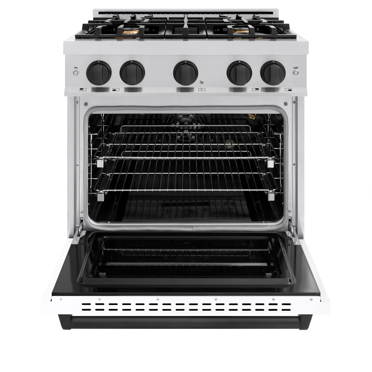 ZLINE - 30 in. Wide 4 Burner Autograph Classic Gas Range Black Accents (CGRZ-WM-30-MB) - White