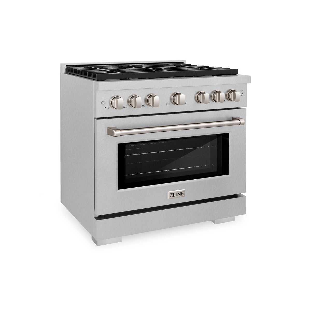 ZLINE - 36 in. Wide 6 Burner Paramount Satin Stainless Gas Range w/ Convection Oven  (SGRS-BR-36) - Stainless Steel