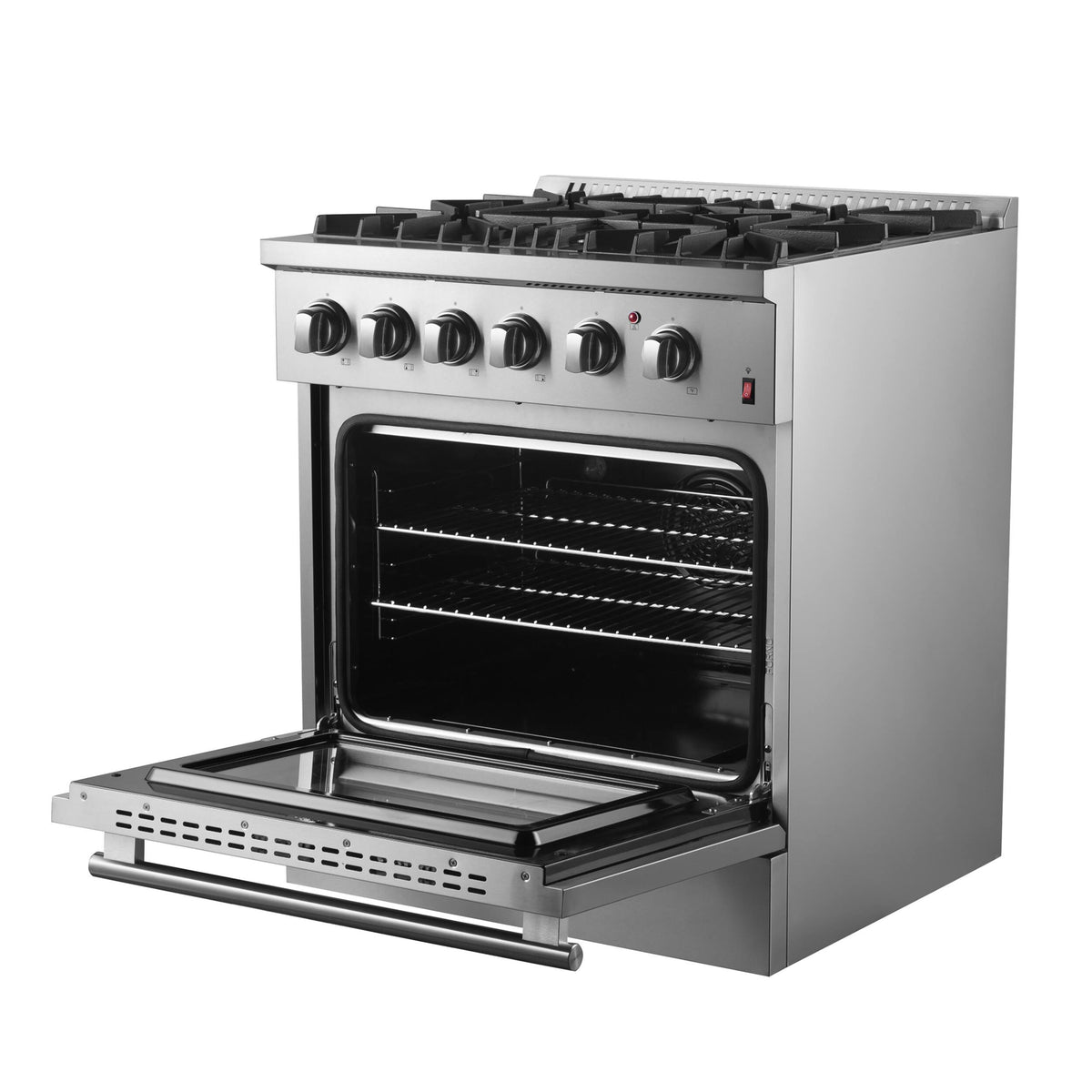 Forno Appliances - 30 in. Wide 4 Burner Marco 4.32 Cu. Ft. Freestanding Dual Fuel Convection Range with Dual Ring Burner - Silver