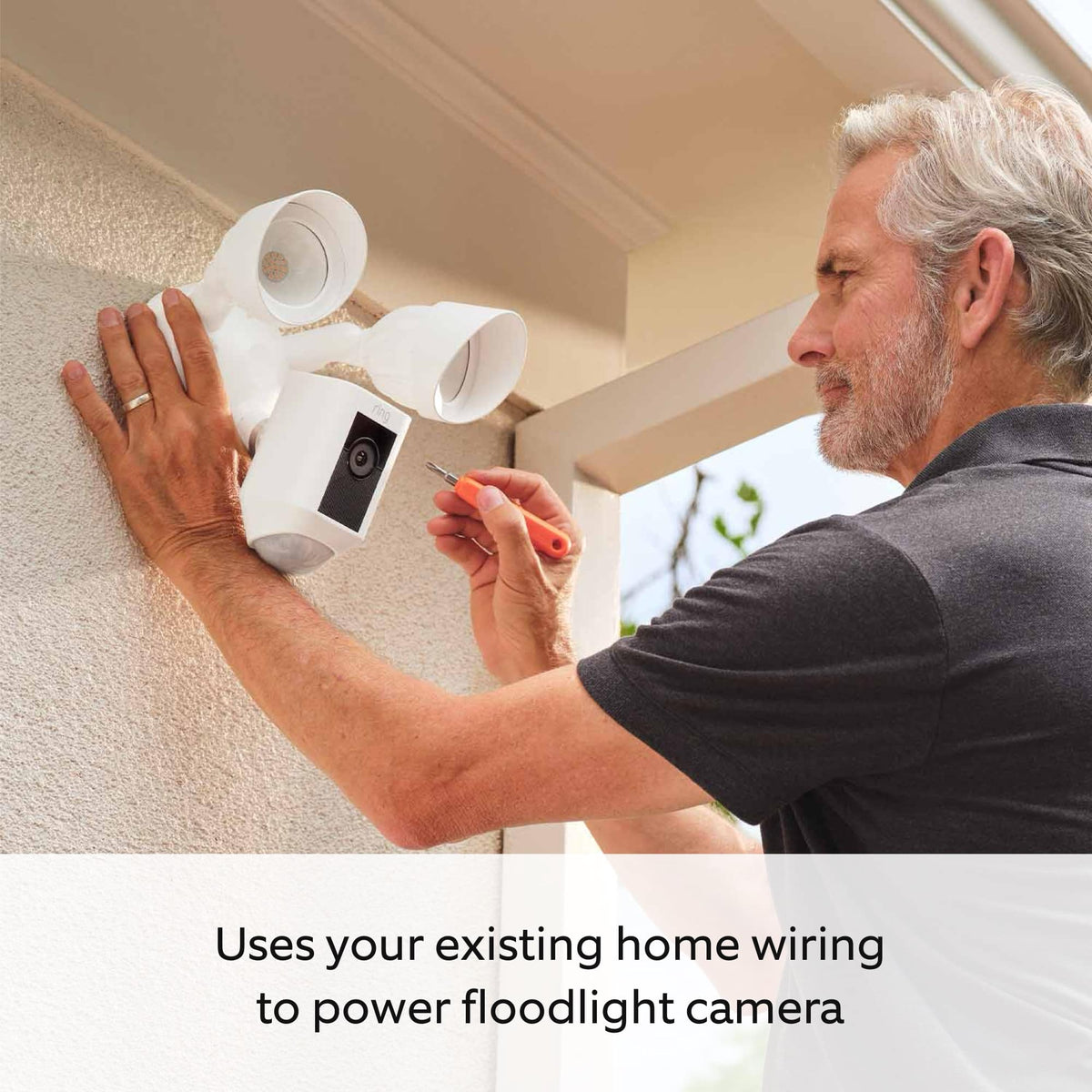 Ring - Floodlight Cam Pro with 2K Video and Ring-Vision, 2 LED Lights, Dual Band Wi-Fi, and 3D Motion Detection - Black