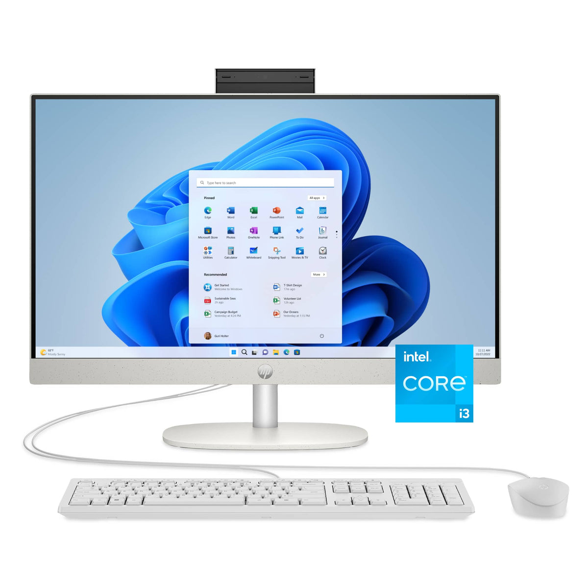 HP - 23.8" Full HD Touch-Screen All-in-One - Intel Core i3 N300 2023 - 8GB Memory - 512GB SSD - Shell White