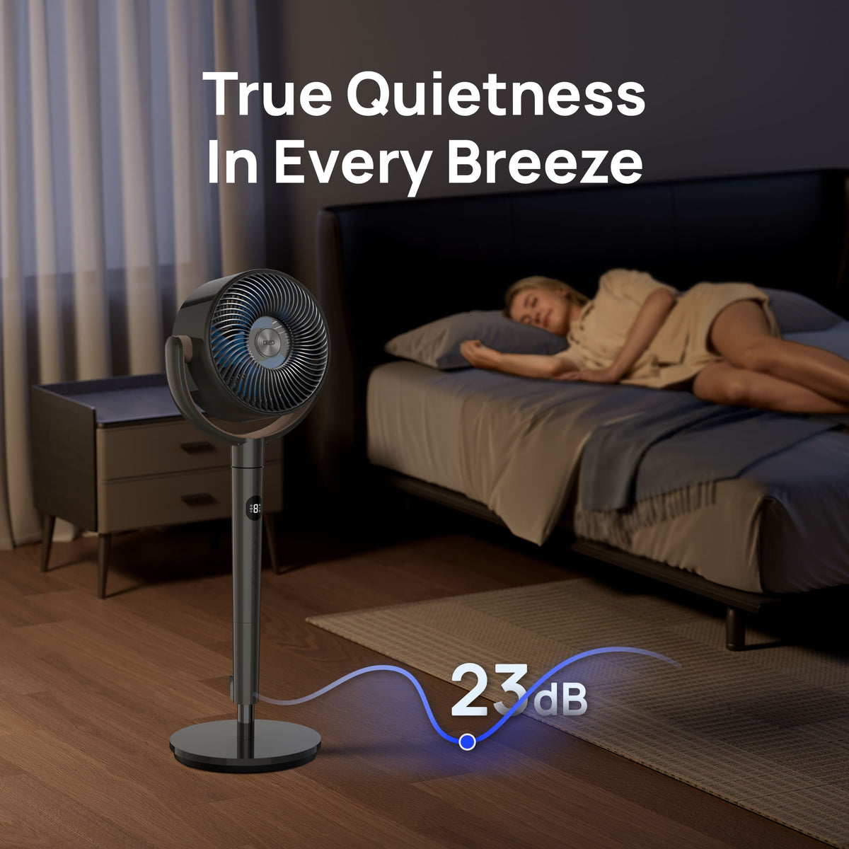Dreo - Standing Fan, 120°+120° Smart Oscillating Floor Fans, 85 ft Fan For Bedroom, DC Motor Quiet Fans, adjustable height - Gray