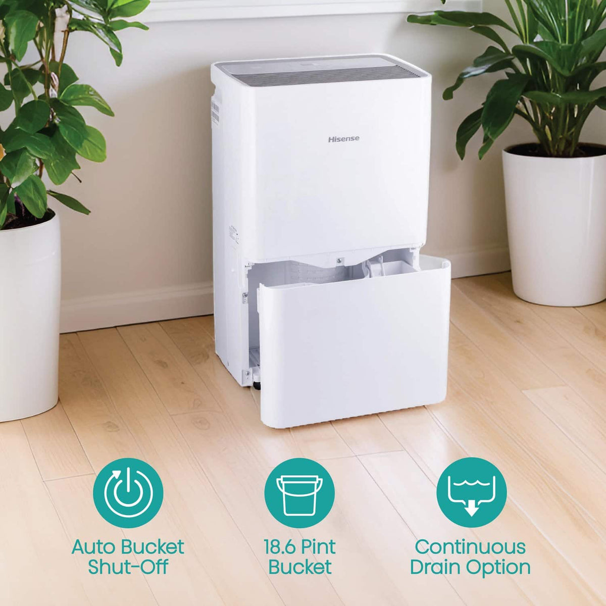 Hisense - 50 Pint Dehumidifier with 12 quarts Bucket Capacity - White