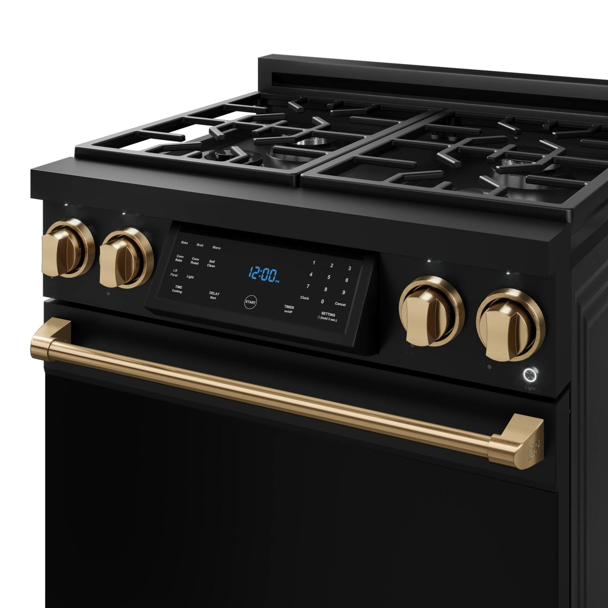 30 in. Wide 4 burner Gordon Ramsay Series by Thor Kitchen 4.55 Cu. Ft Freestanding LP Gas Range with Bronze Hardware - Black