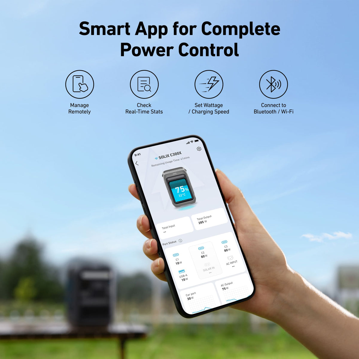 Anker - SOLIX C300X Portable Power Station 288Wh(90,000mAh)/Peak 600W Backup Battery Generator for Camping,Travel&Emergencies (288 Wh Capacity) - Black