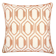 Geometric Embroidered Throw Pillow - Rust
