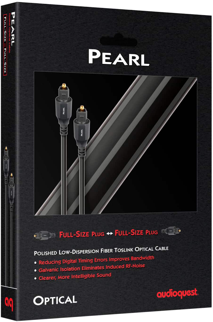 AudioQuest - Pearl Optical 4.9' Digital Toslink Fiber-Optic Cable with Toslink to Toslink Connectors - Black/Gray Stripes