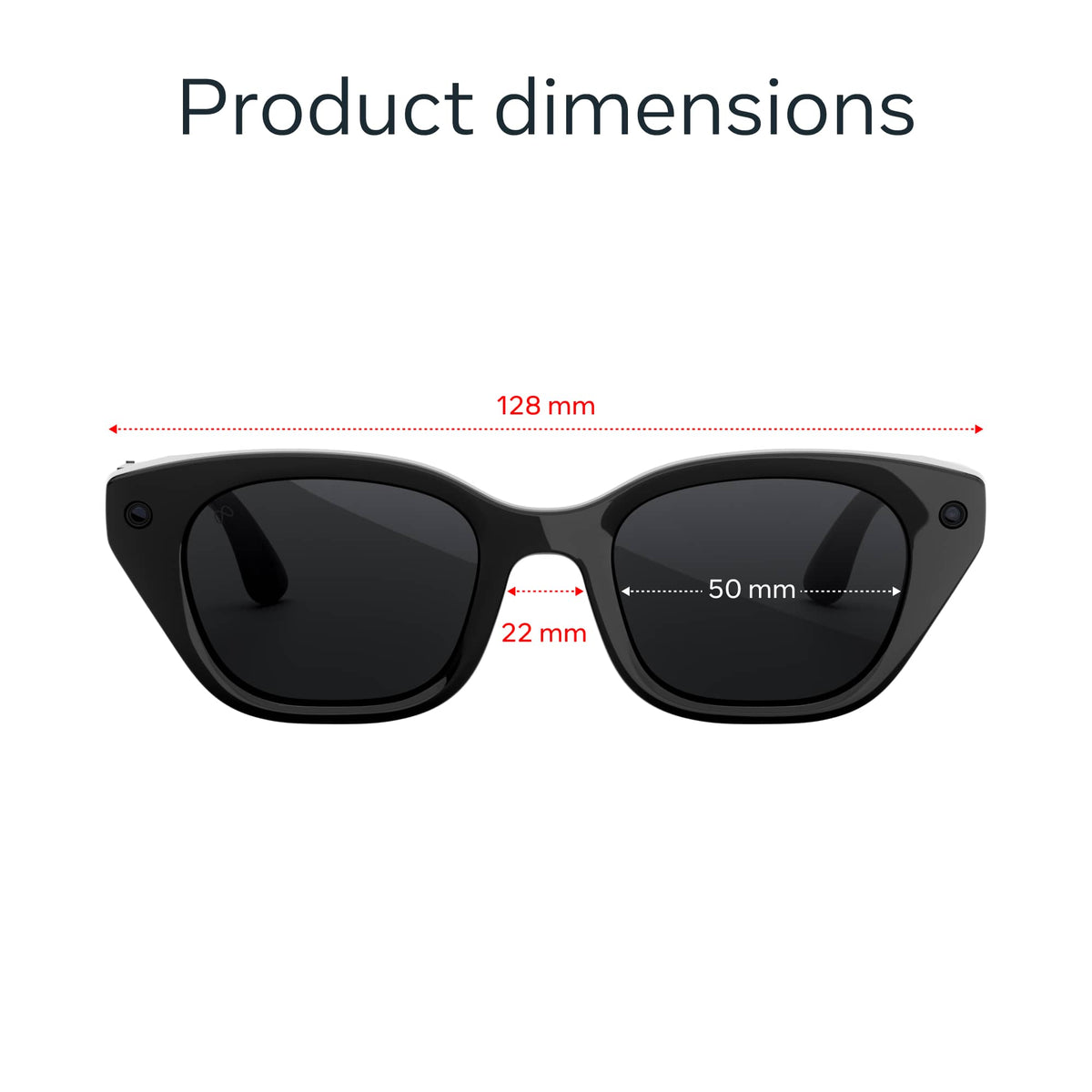 Meta - Glasses Capri, Smart Frame, AI Glasses with Camera - Grey Lenses - Classic Black