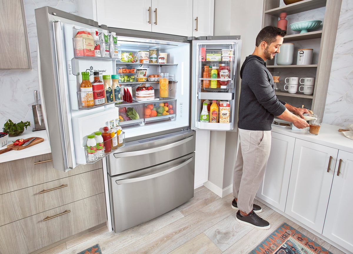 LG - 36-in Wide 22.5 Cu. Ft. 4-Door French Door-in-Door Counter-Depth Smart Refrigerator with Craft Ice - Stainless Steel