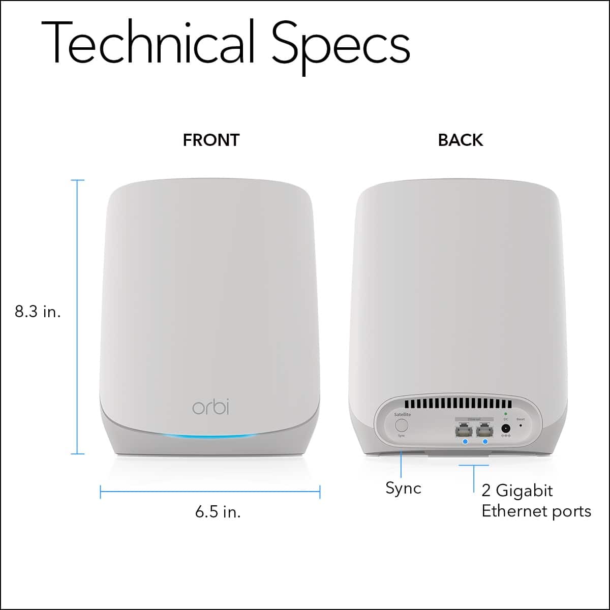 NETGEAR - Orbi 760 Series AX5400 Tri-Band Mesh Wi-Fi 6 Satellite - White