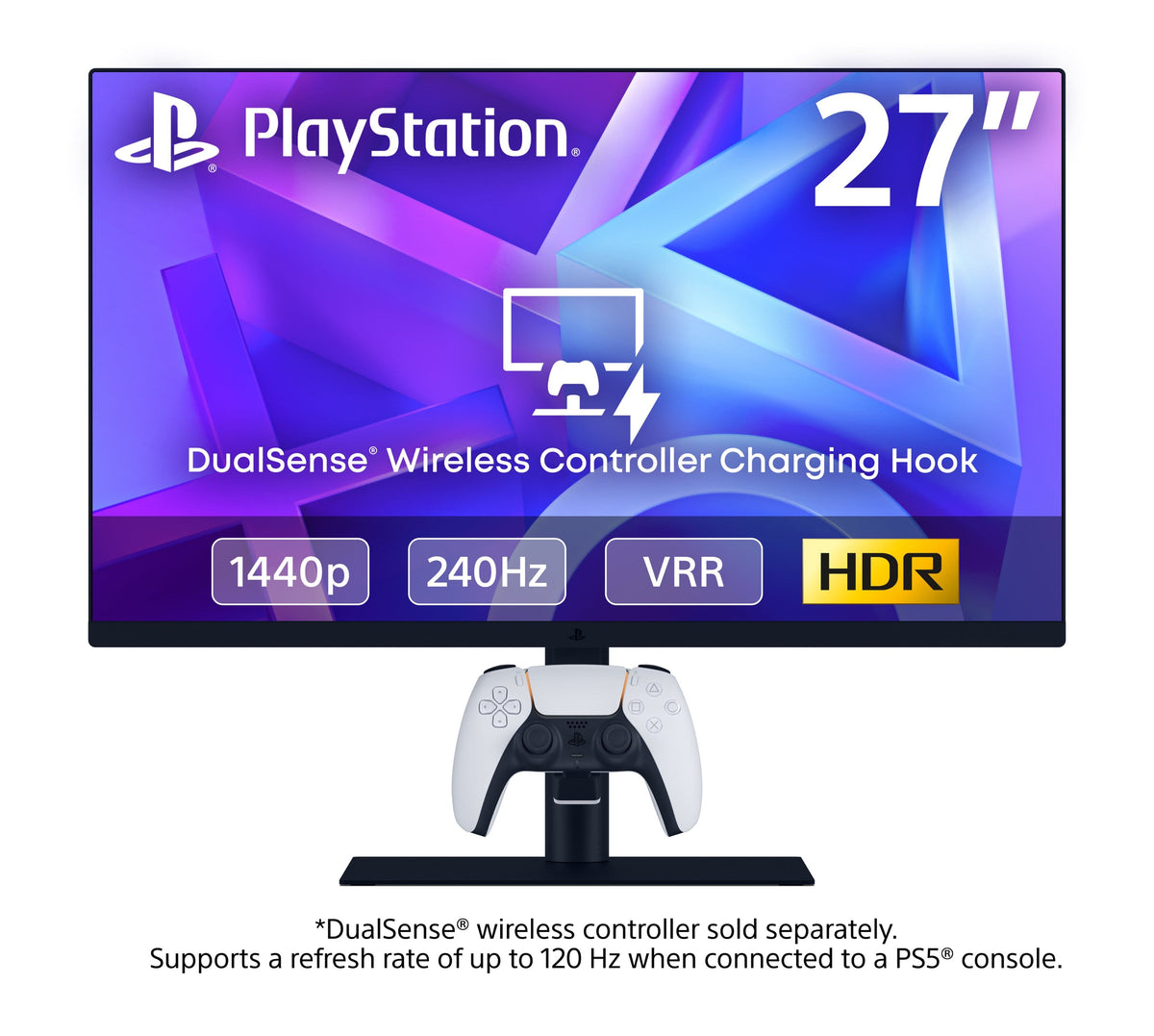 Sony Interactive Entertainment - PlayStation 27" Gaming Monitor with DualSense Charging Hook QHD - Black