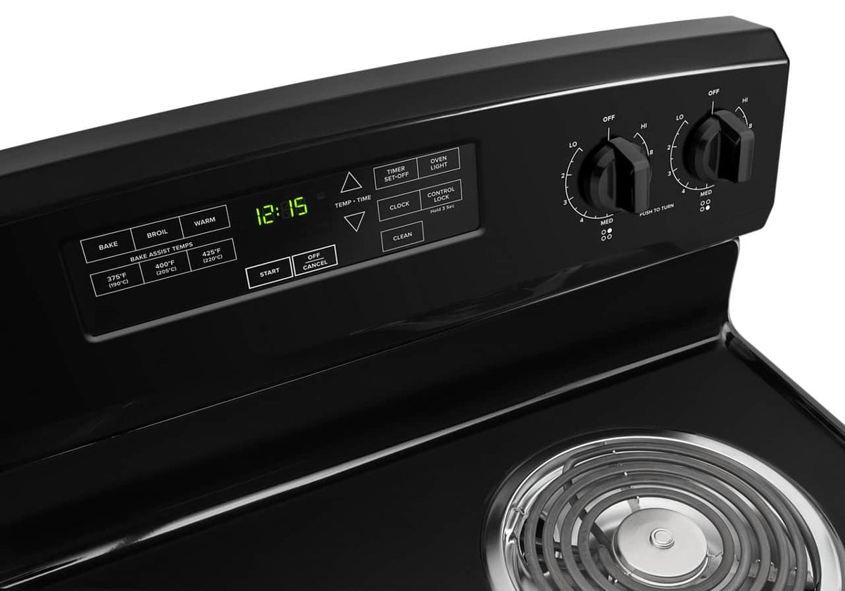 Amana - 30 in. Wide 4 elements 4.8 cu. ft. Self-Cleaning Freestanding Electric Range - Black