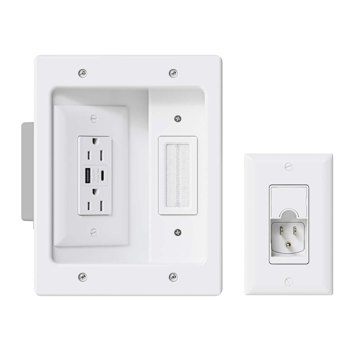Sanus - In-Wall Cable Concealer Recessed Power Kit - White