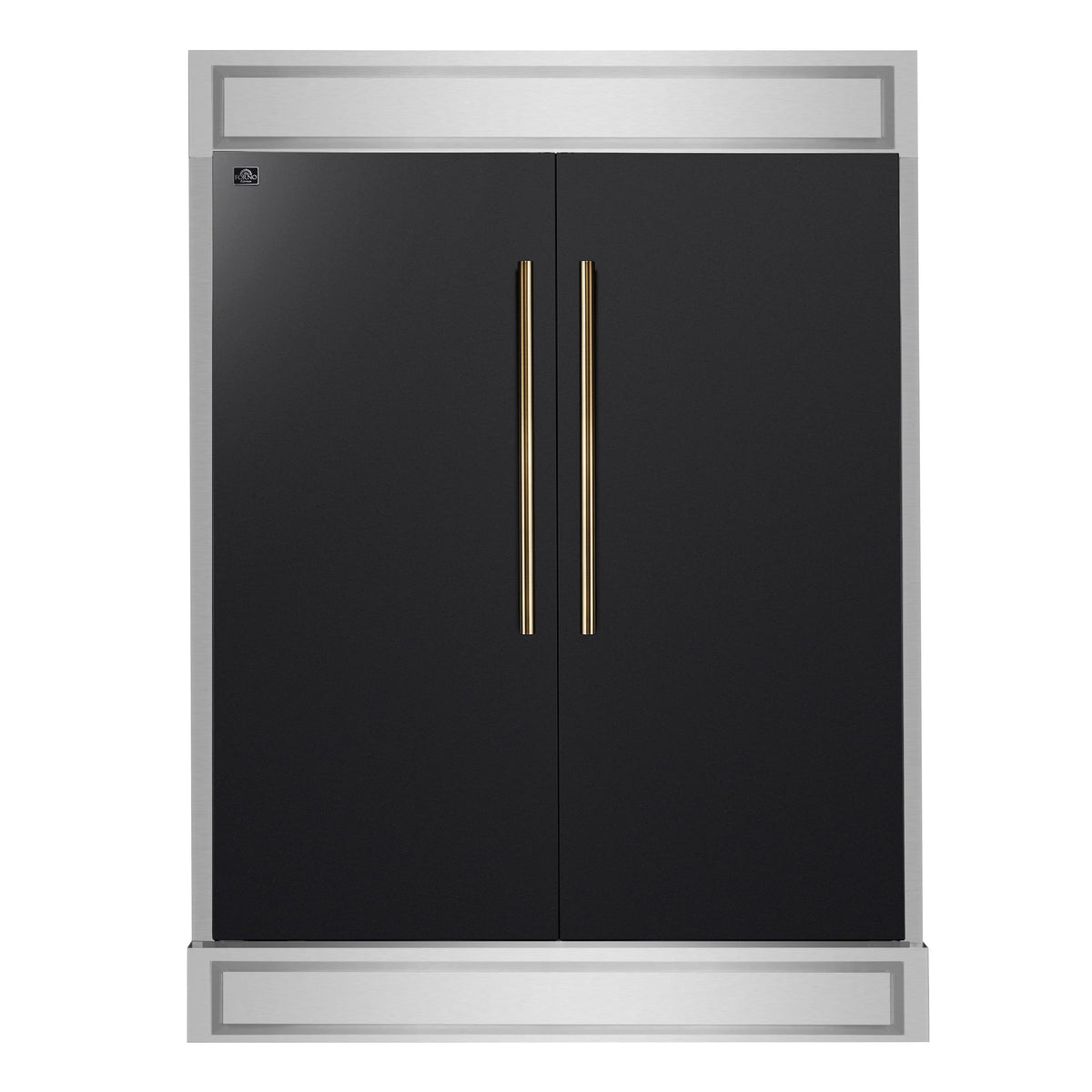 Forno Appliances - 60 in. Wide Maderno 27.2 Cu. Ft. Built-In Side-by-Side Convertible Refrigerator/Freezer with Decorative Grill - Black