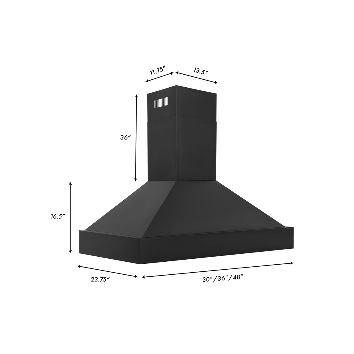 ZLINE - 48 inches - Externally Vented - Wall Range Hood - Black Stainless Steel