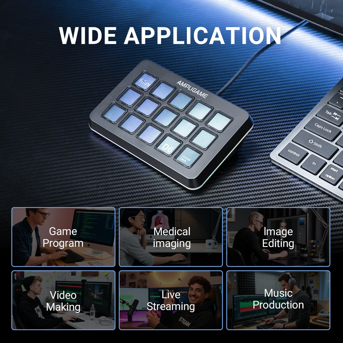 FIFINE - Stream Controller with 15 Customizable Macro Keys, Trigger Actions for OBS/Twitch/YouTube, PC & Mac - Black