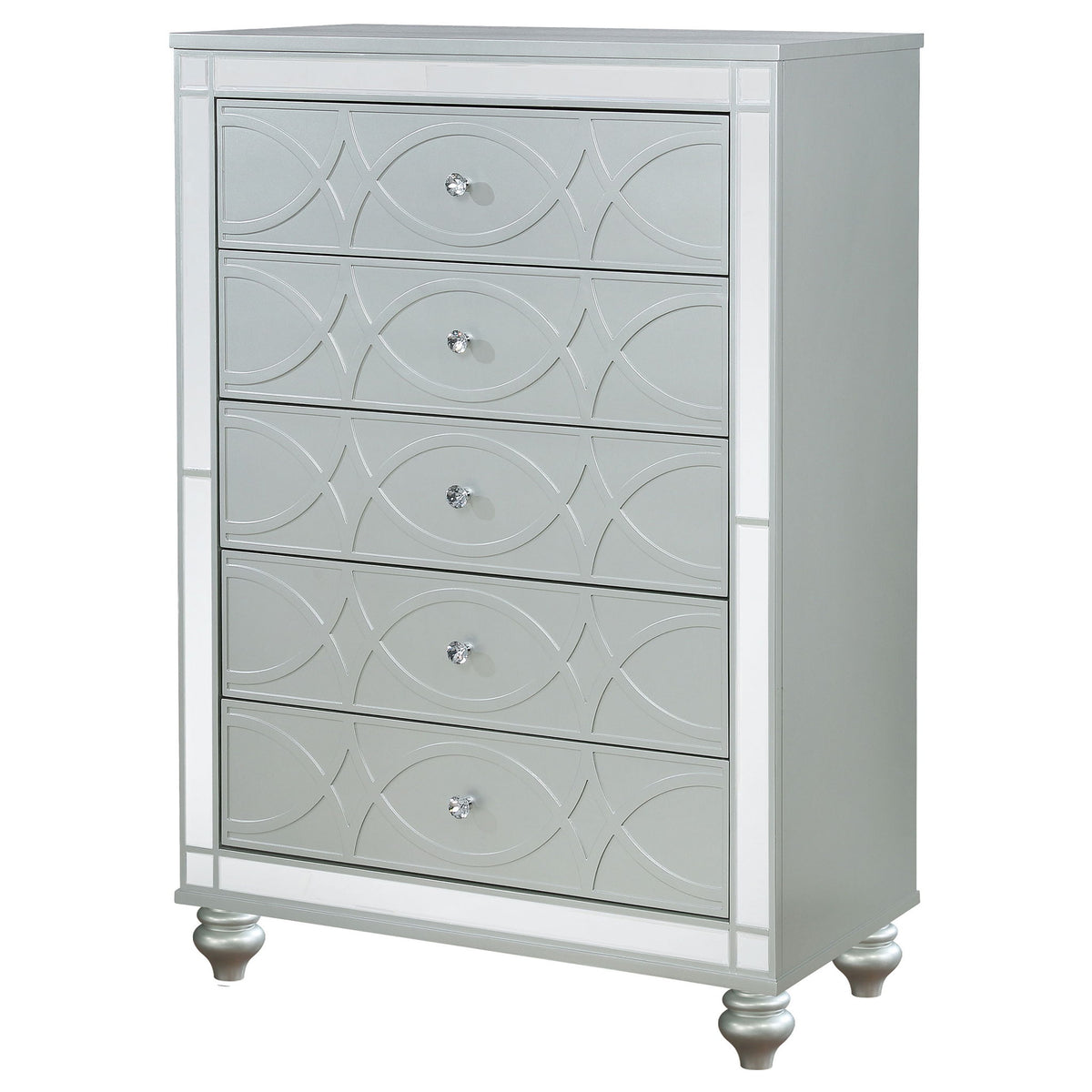 Arabesque - 5 Drawer Bedroom Chest - Silver
