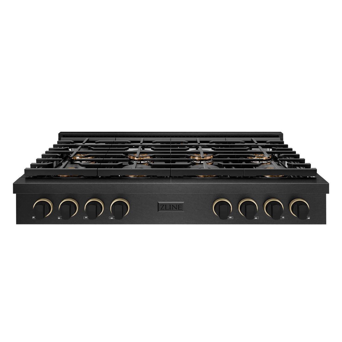 ZLINE - 48 in. Wide 8 Burner Designer  DuoPro Gas Rangetop in Black Satin Steel with Black and Bronze Accents (PSRTBSZ-48-MBCB) - Black Satin Stainless Steel
