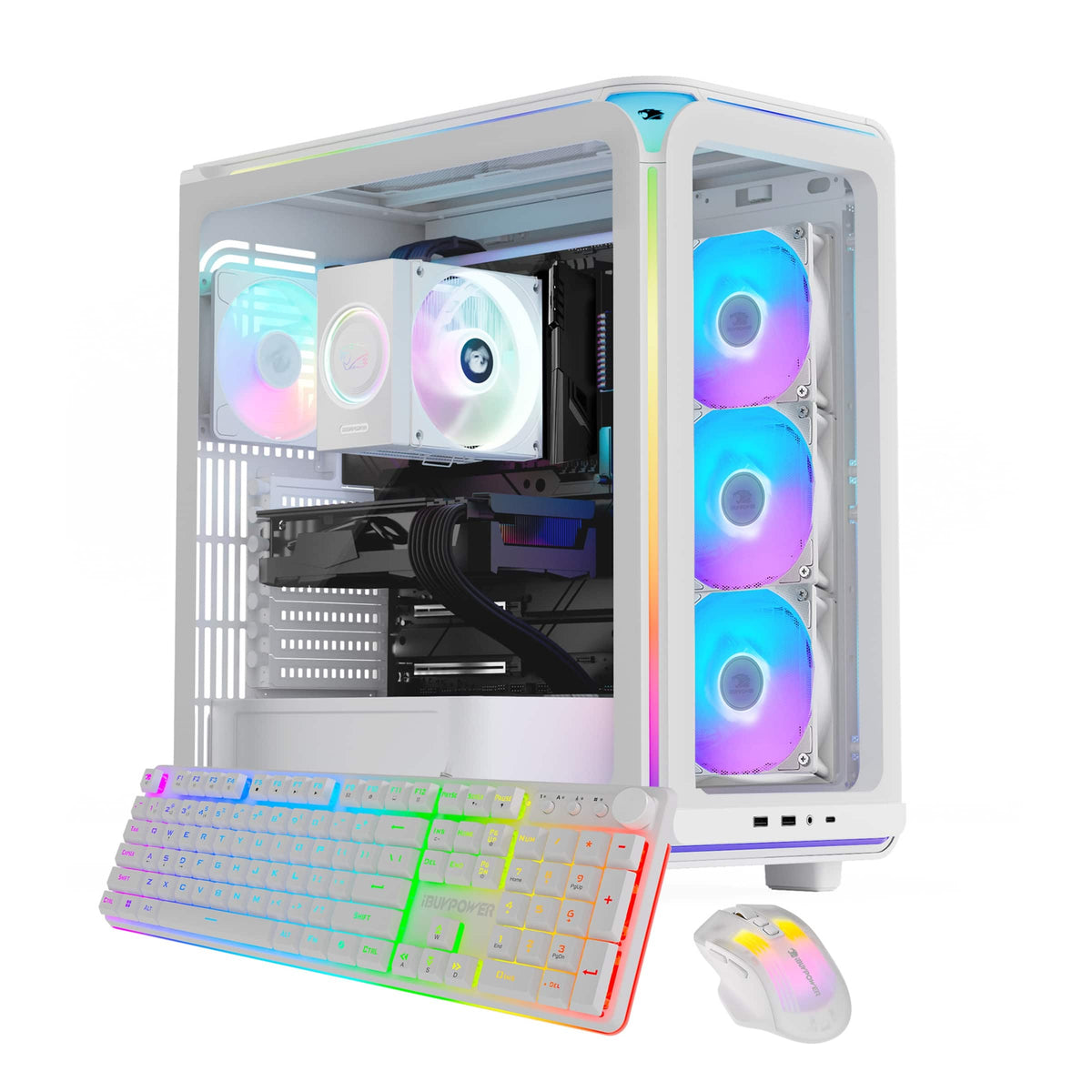 iBUYPOWER - Element Gaming Desktop PC-AMD Ryzen 5 8400F 2024 AMD Radeon RX 6500XT 4GB 16GB DDR5 RGB 1TB NVMe SSD Storage - White