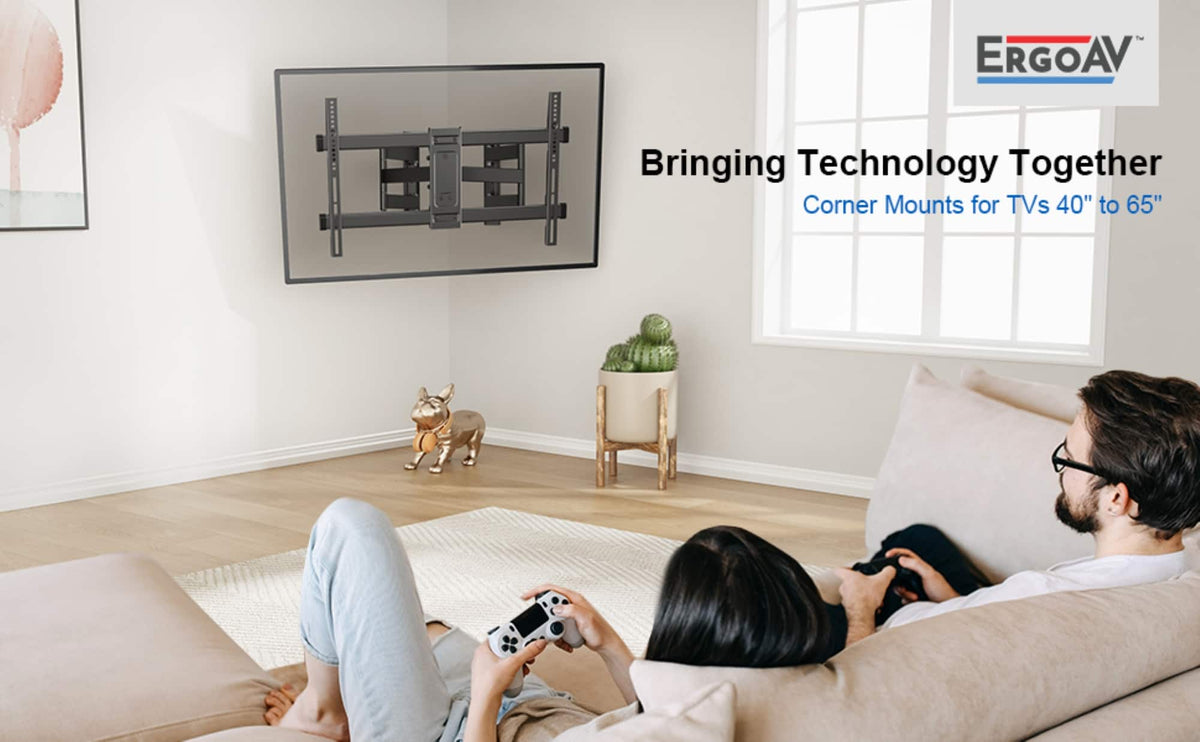 ErgoAV - 40″-65″ Corner TV Mount - Black