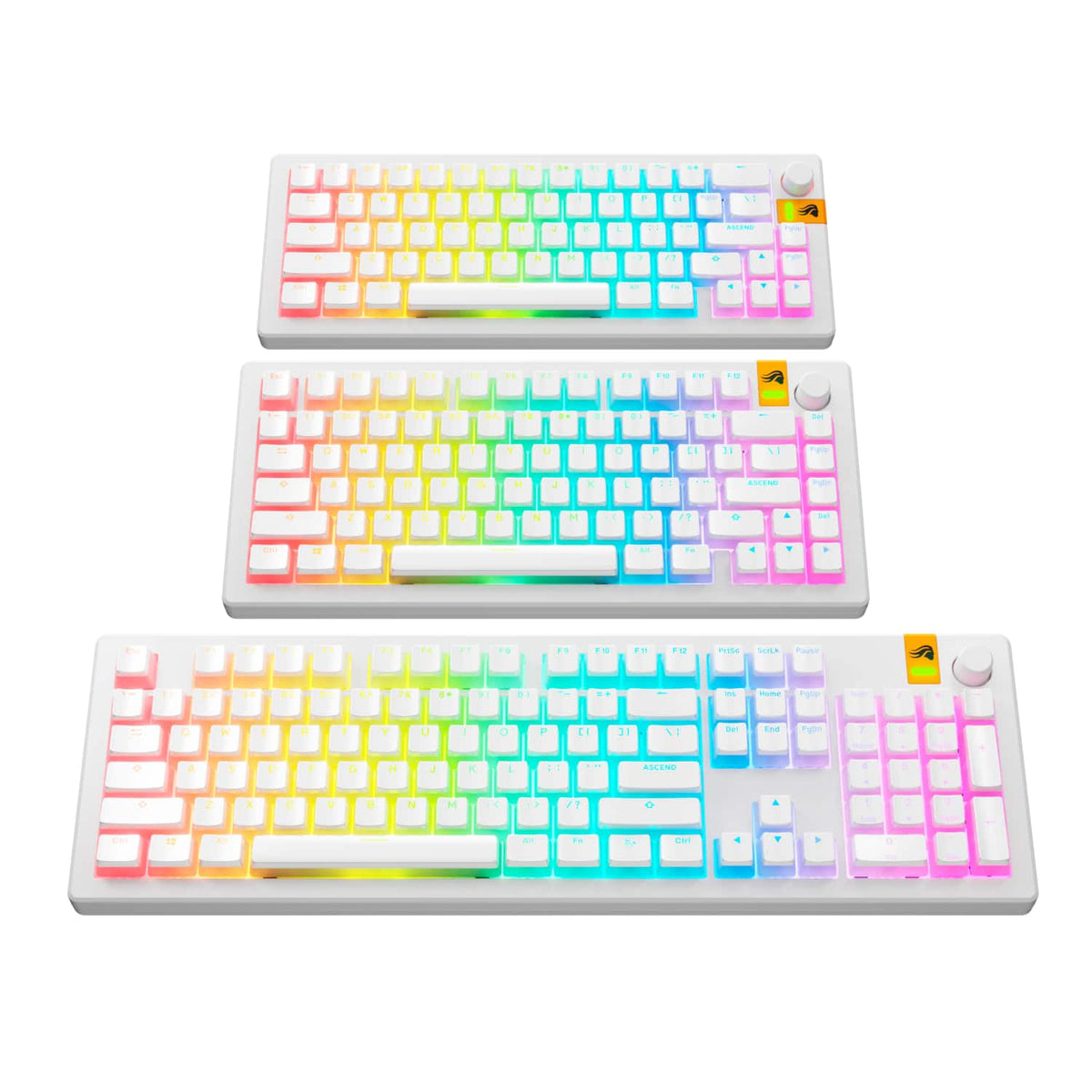 Glorious - Aura V3 Pudding-Style Universal Keycaps for 100% 85% 80% TKL 60% Compact 75% Mechanical Keyboards - White