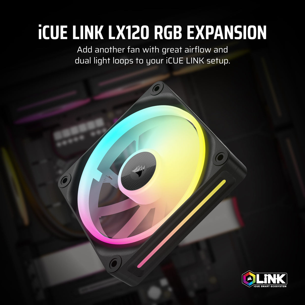 CORSAIR - iCUE LINK LX120 RGB 120mm PWM Single Case Fan Expansion - Black