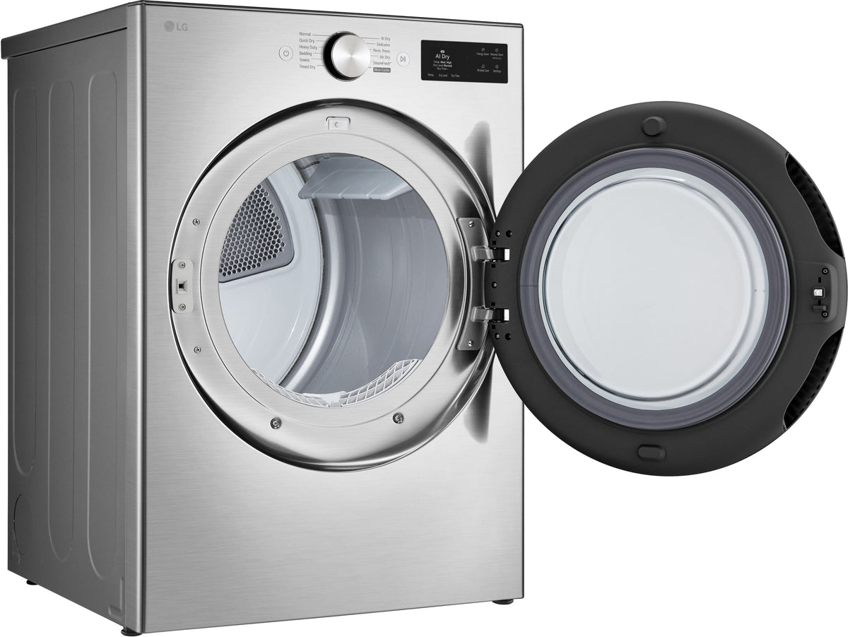 LG - 7.4 Cu. Ft. Smart Gas Dryer with Steam and AI Sensor Dry - Graphite Steel