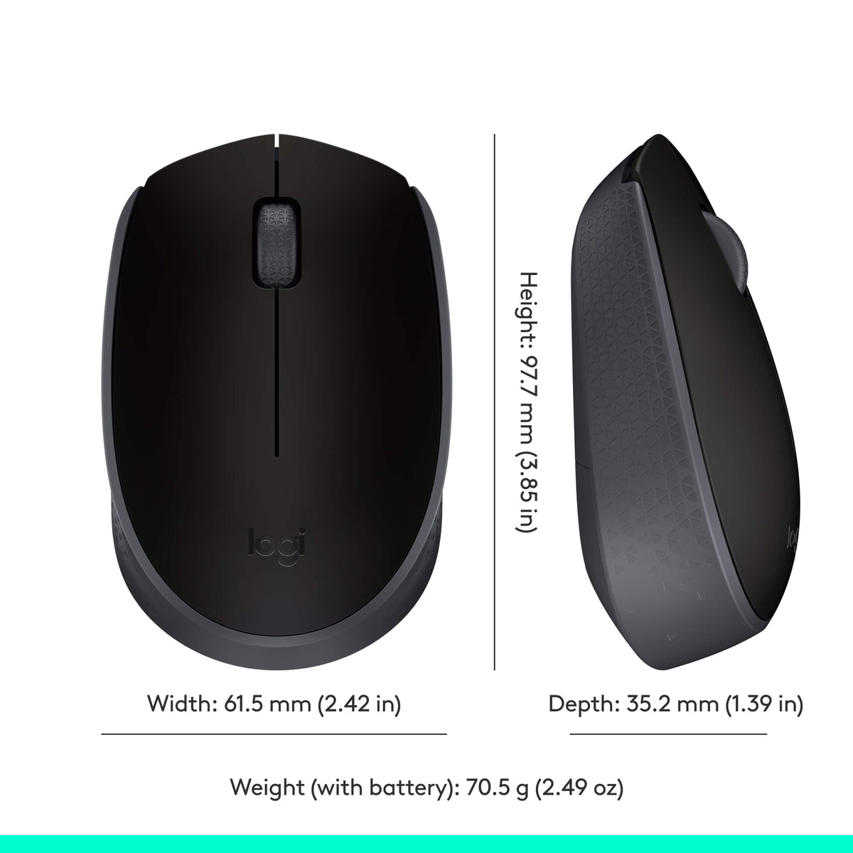 Logitech - M170 Wireless Compact Optical Ambidextrous Mouse - Wireless - Black