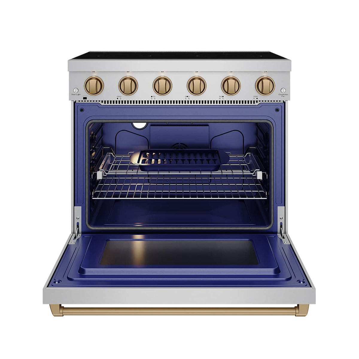 36 in. Wide 5 Elements Gordon Ramsay Series by Thor Kitchen 6.0 Cu. Ft Freestanding Electric Range with Bronze Hardware - Stainless Steel