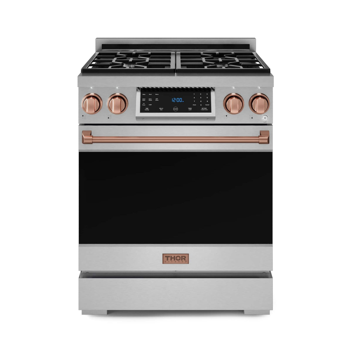 30 in. Wide 4 burner Gordon Ramsay Series by Thor Kitchen 4.55 Cu. Ft Freestanding Gas Range with Rose Gold Hardware - Stainless Steel