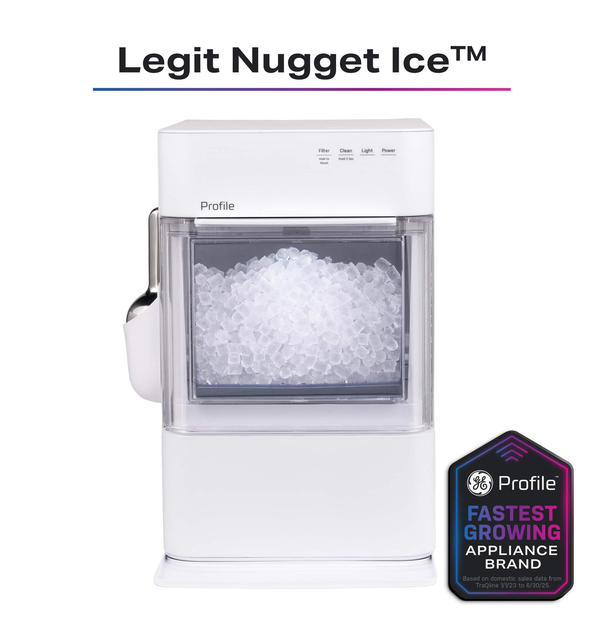 GE Profile - Opal 2.0 Ultra Nugget Ice Maker with Scale Inhibiting Filter - Stone White