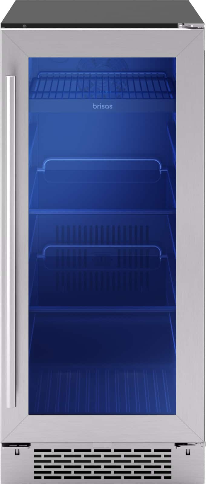 Zephyr - Brisas 15 in. 4-Bottle and 64-Can Single Zone Beverage Cooler - Stainless Steel/Glass