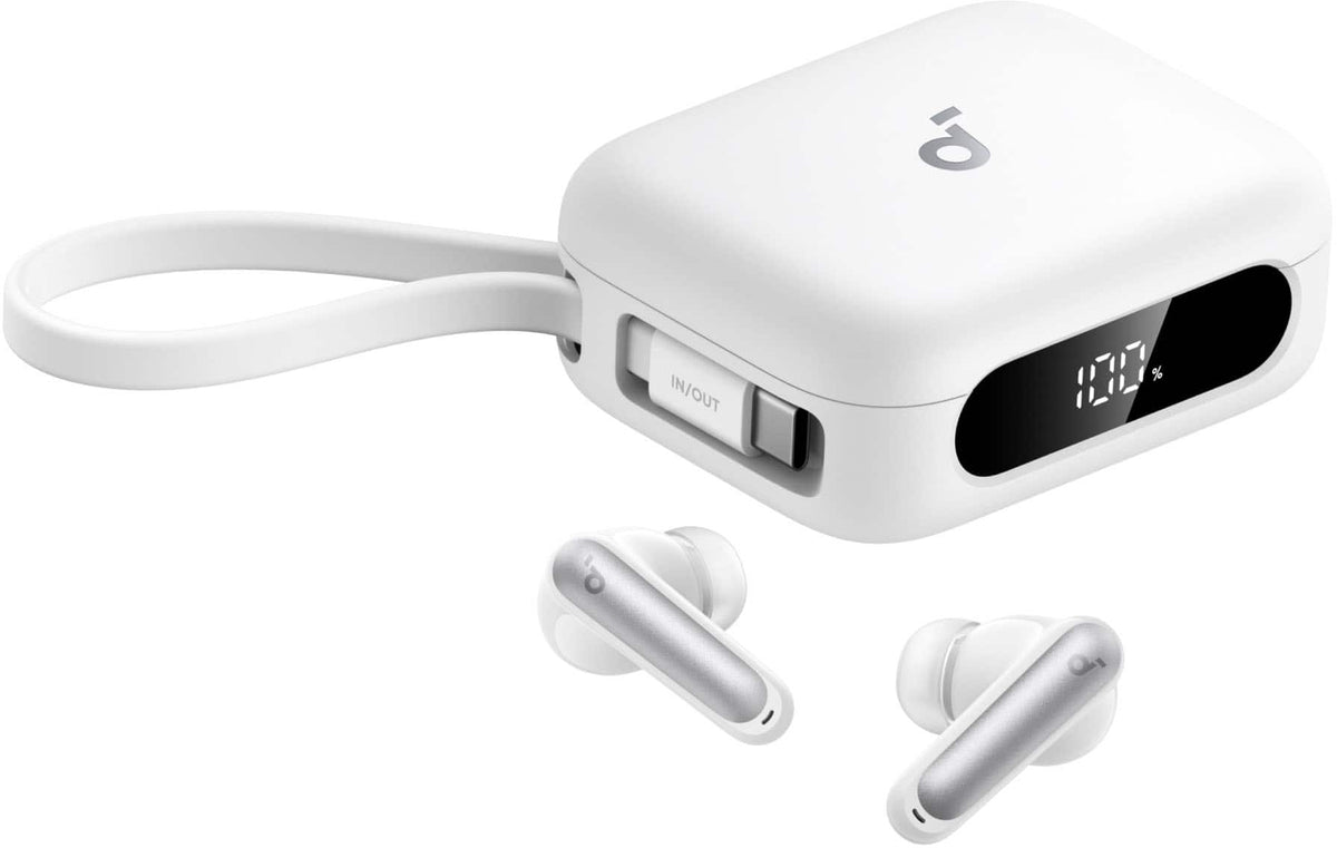 Soundcore - by Anker P41i Bluetooth Wireless In Ear Earbuds with Portable USB-C 3,000mAh Phone Charger (With Lightning Adapter) - White