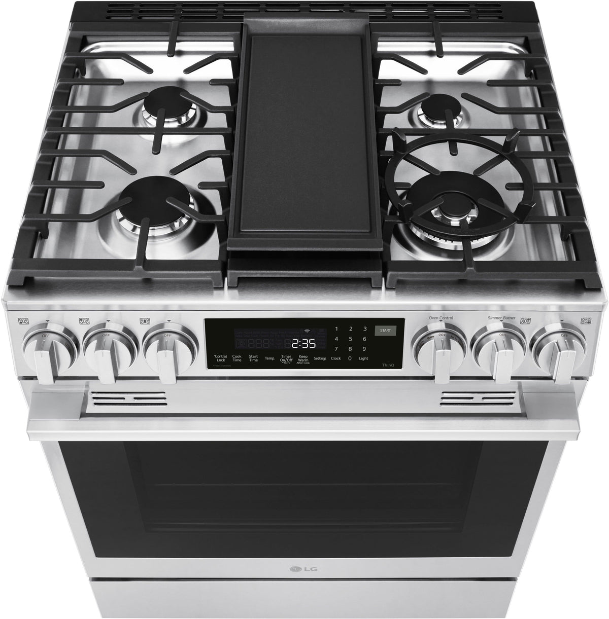 LG - 30-in Wide 6.3 Cu. Ft. Slide-In Gas True Convect Smart Range with 5 Burners, EasyClean, Air Fry and UltraHeat 22K Burner - Stainless Steel