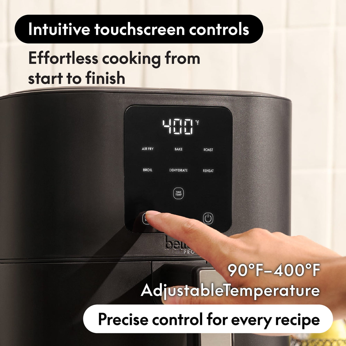 bella PRO - 8-qt. Slim Dual Flex Basket Air Fryer with 6 Easy-to-Use Functions - Black