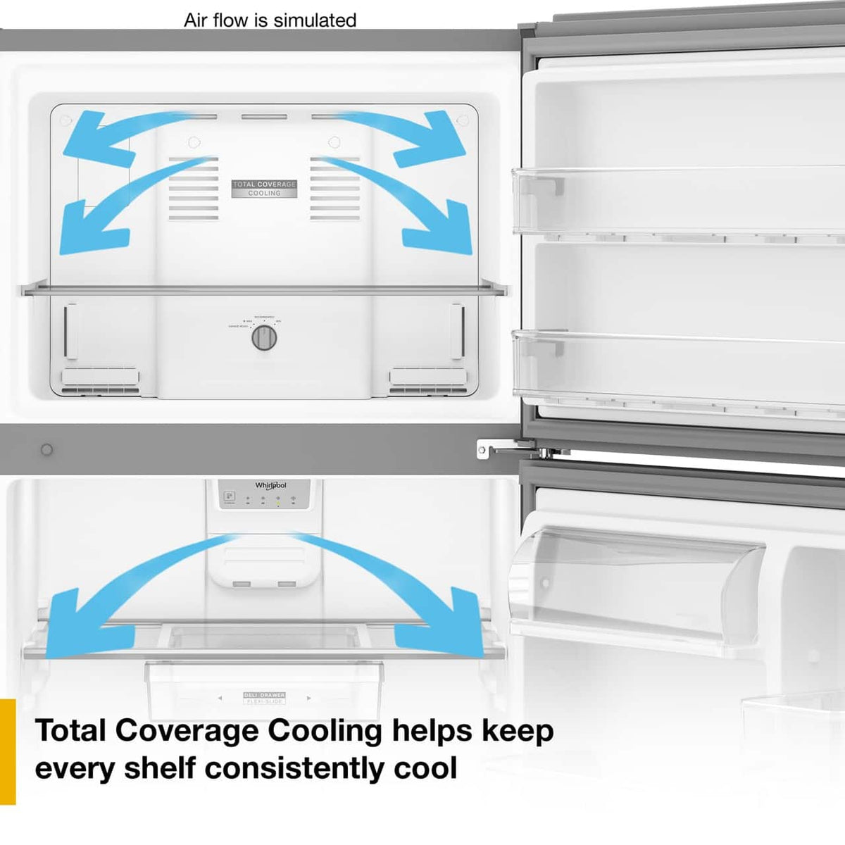 Whirlpool - 30 in. Wide 19.2 cu. ft. Top-Freezer Refrigerator with Total Coverage Cooling - Fingerprint-Resistant Stainless Finish