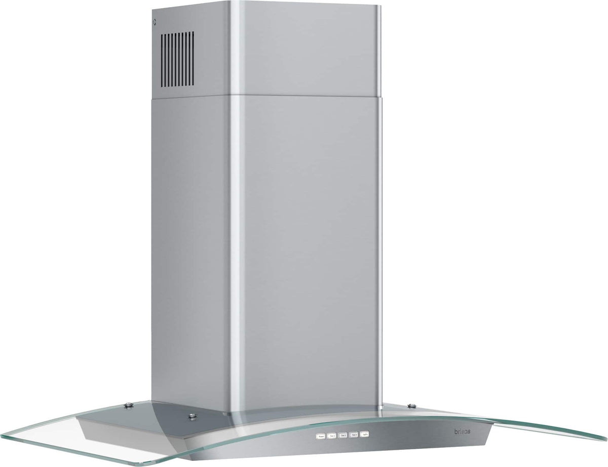 Zephyr Brisas - 30 inches - Convertible - Wall Range Hood - Stainless Steel/Glass