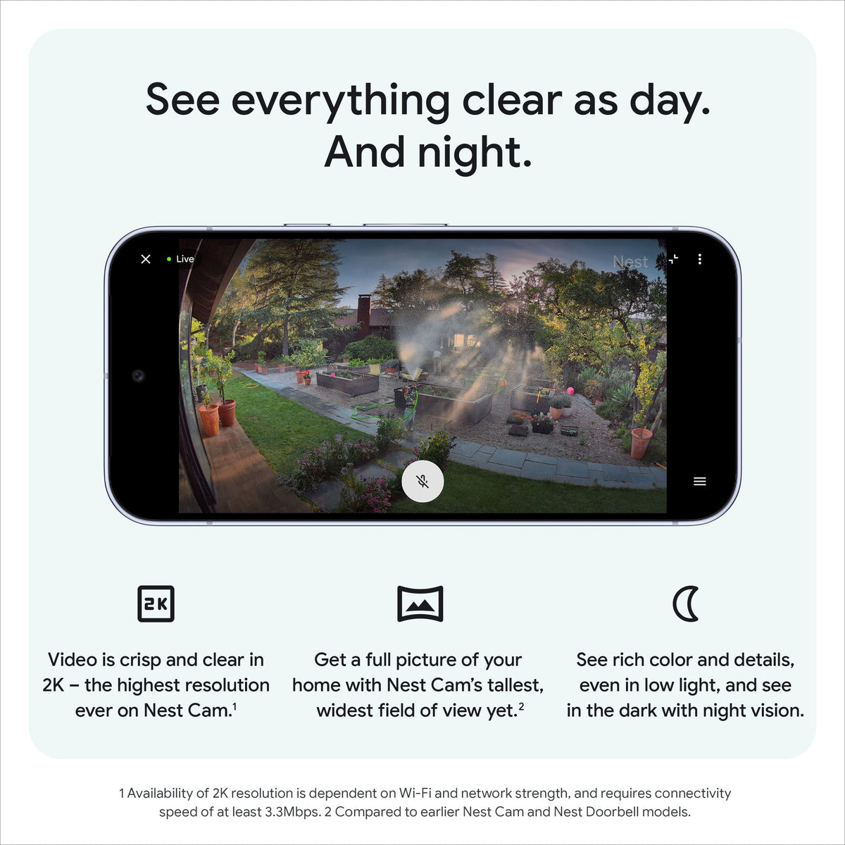 Google - Nest Cam Outdoor (wired, 2nd gen) - 2K Video and Gemini - 1-Pack - Snow