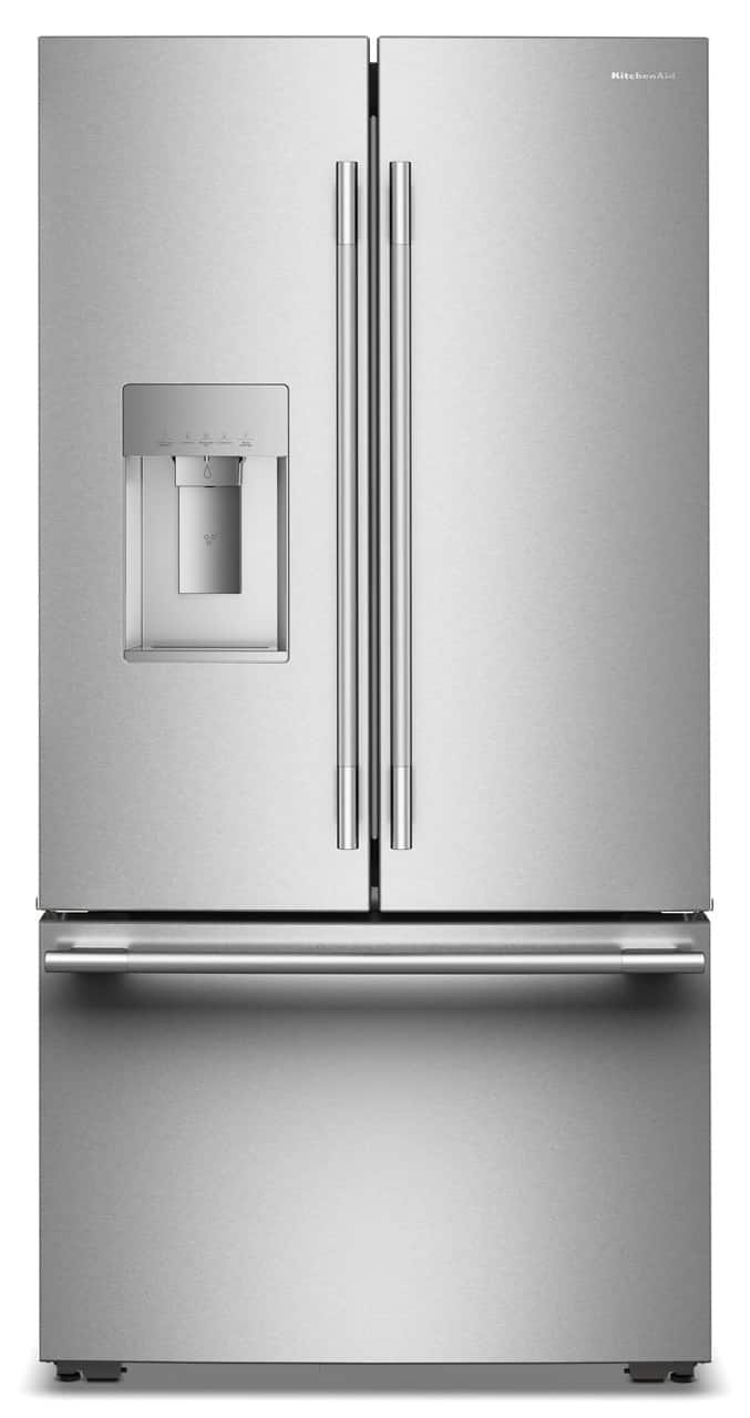 KitchenAid - 36 in. Wide 23.9 cu. ft. French Door Refrigerator with External Water Dispenser - Stainless Steel