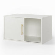 Organizador de almacenamiento en cubos con puerta corredera, estantería modular apilable y gabinete de almacenamiento - Blanco