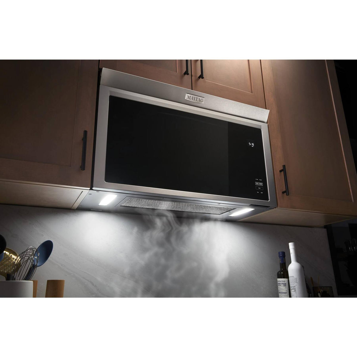 Maytag - 1.1 Cu. Ft. Over-the-Range Microwave with Flush Built-in Design - Stainless Steel