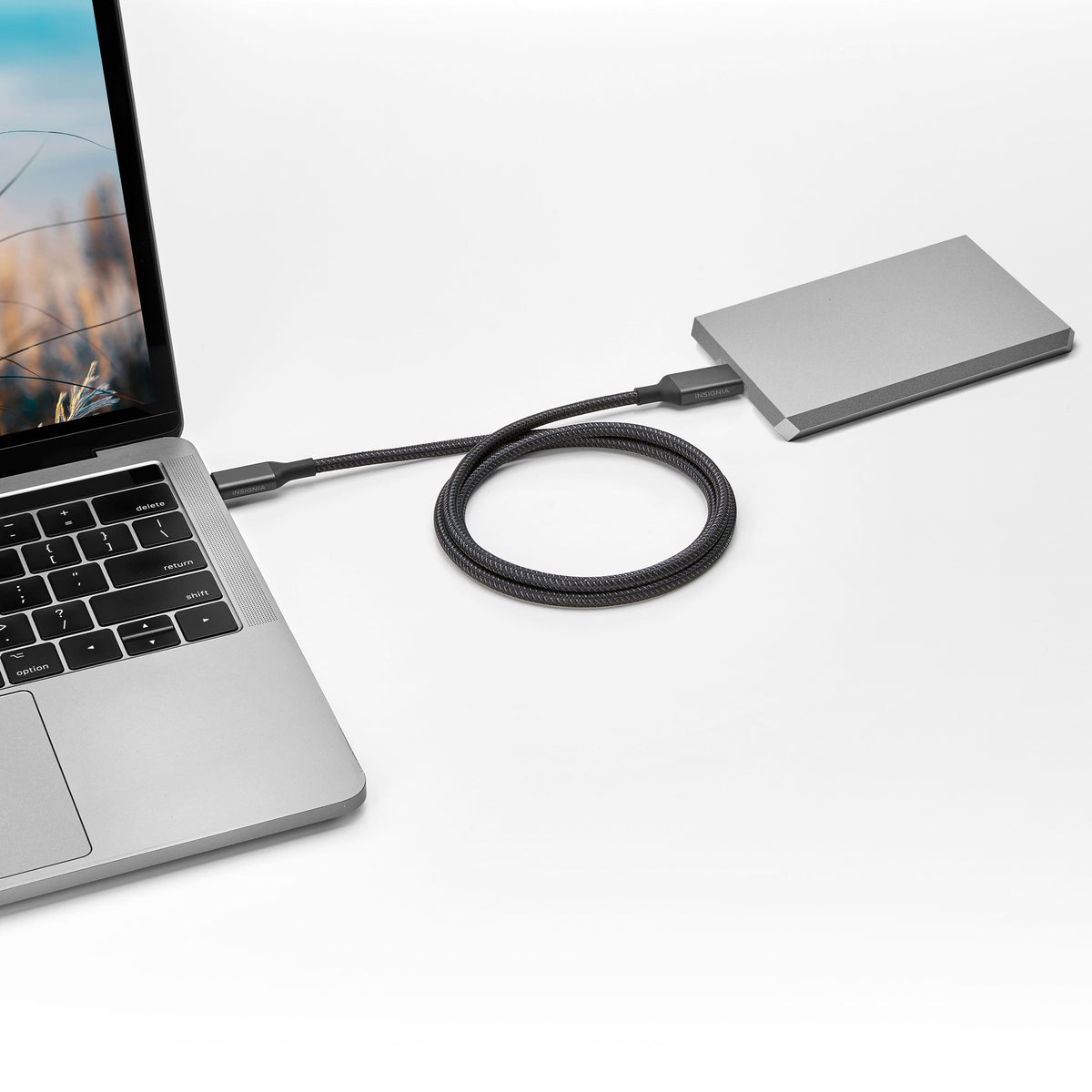 Insignia™ - 3.3 ft. USB-C to Micro-B Hard Drive Cable - Black