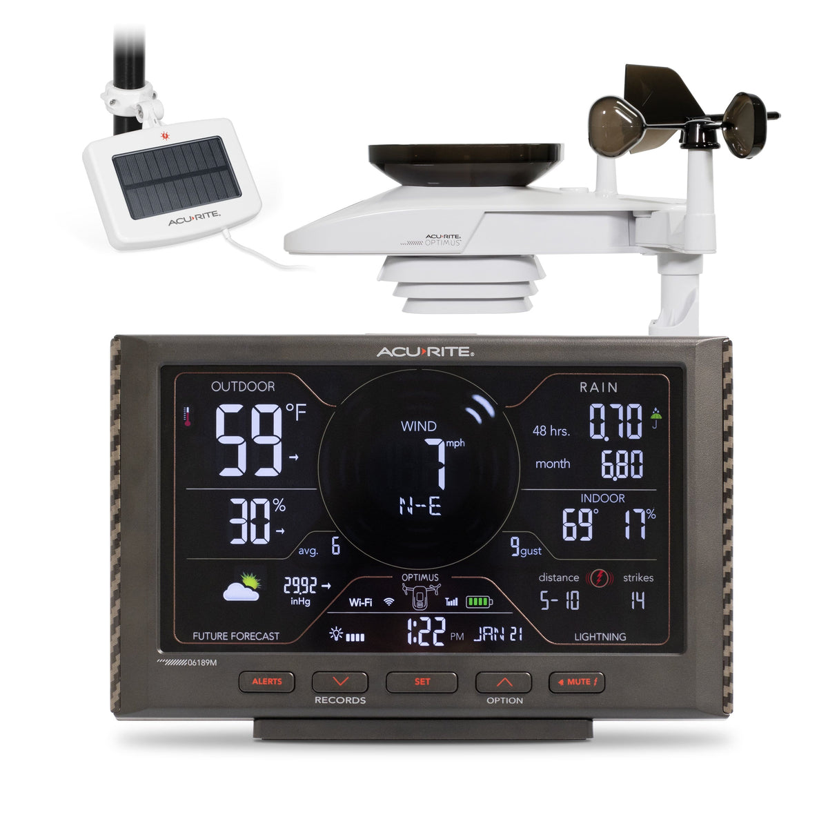 AcuRite - Optimus WiFi Weather Station with Digital Display, Solar Powered Sensor & Mobile App for Remote Monitoring - Black
