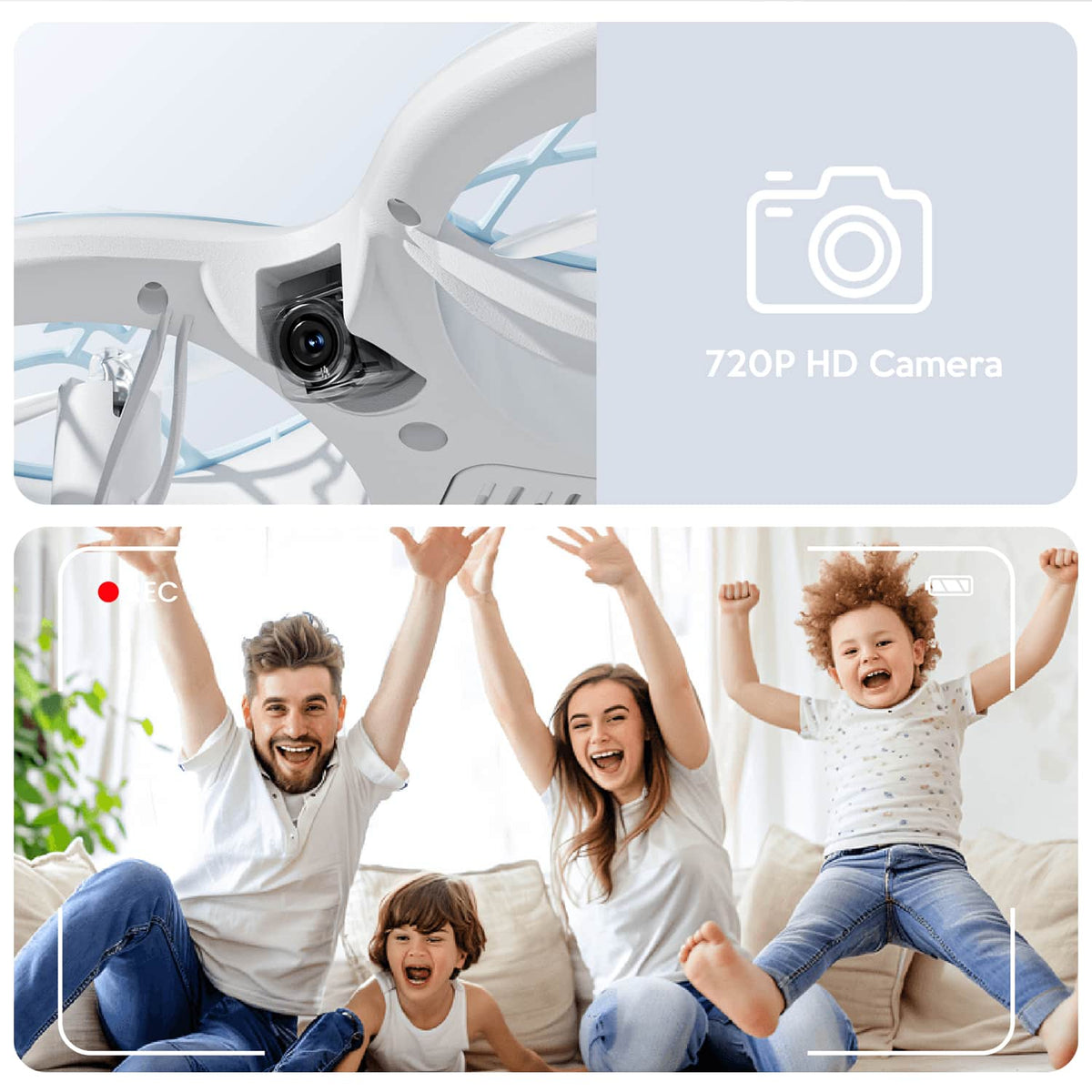 Snaptain - K30 Mini 720P HD Camera Drone with Colorful Lighting and Remote Controller - White