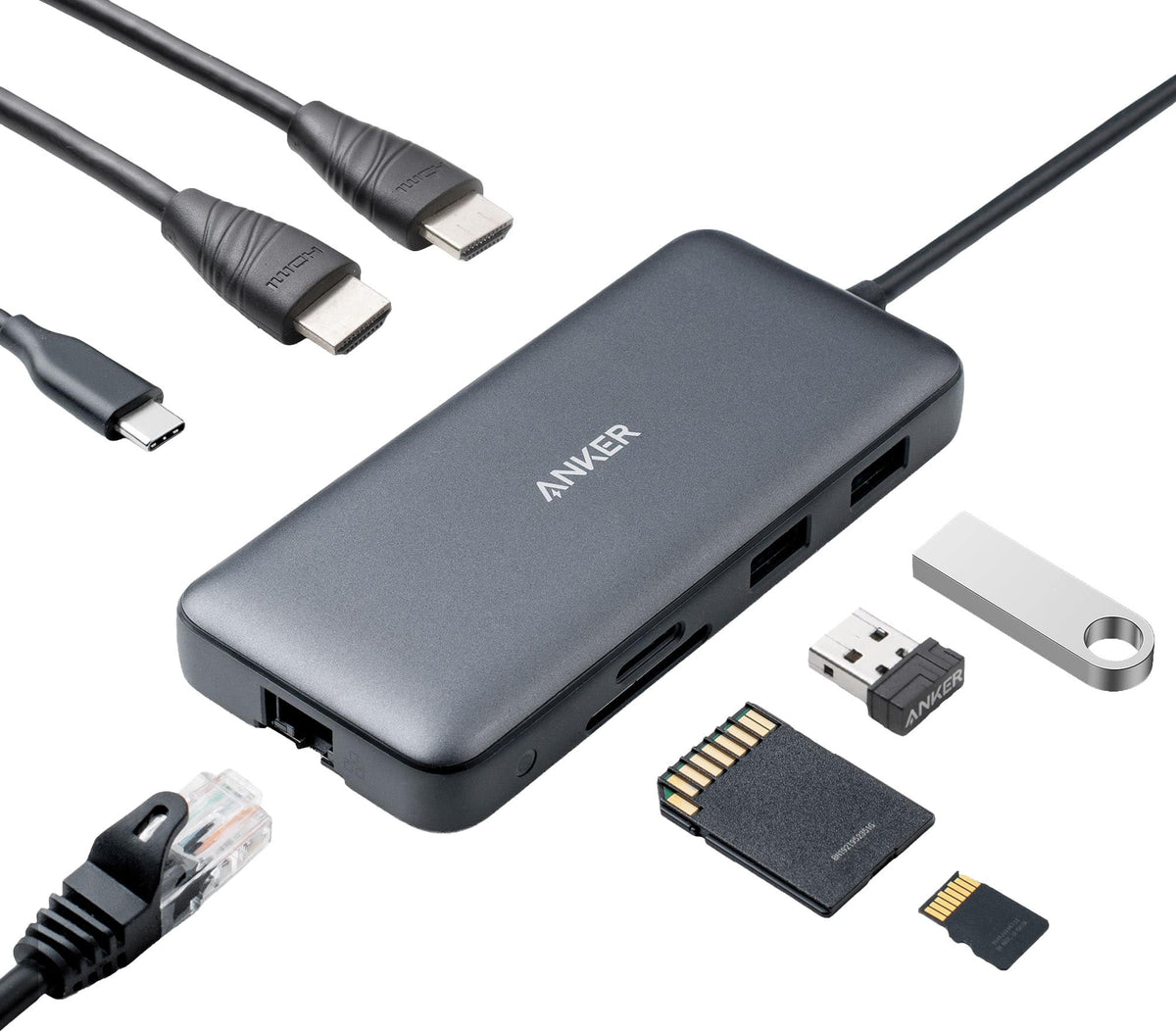 Anker - PowerExpand 8-in-1 USB-C PD Media Hub - Gray