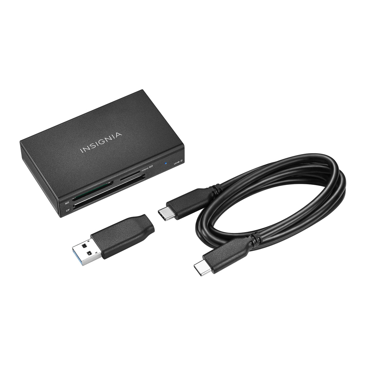Insignia™ - USB-C to SD, microSD and CompactFlash Memory Card Reader - Black