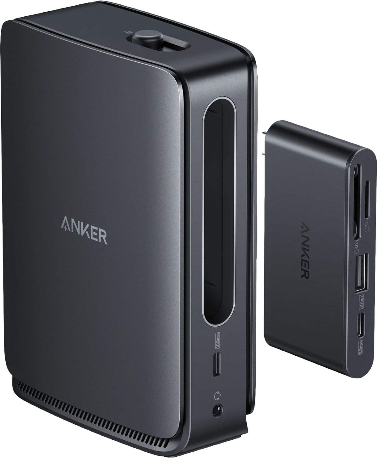 Anker - Nano Docking Station (13-in-1, Triple Display, Built-In Removable Hub) - Black