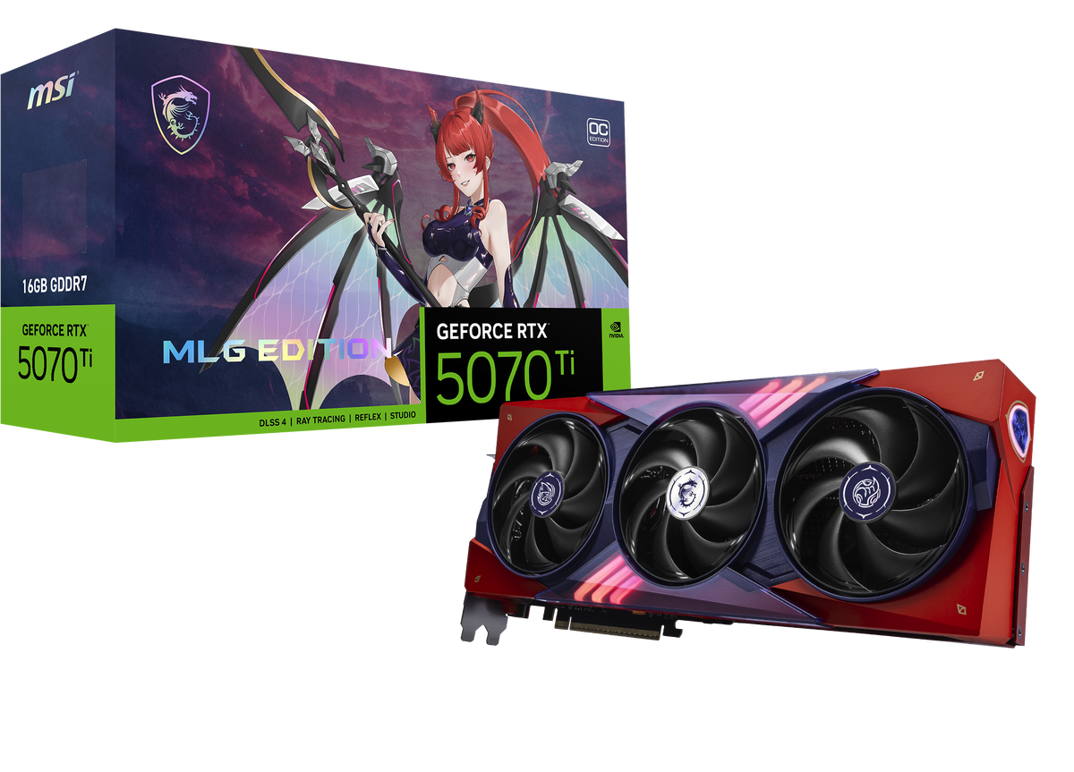 MSI - NVIDIA GeForce RTX 5070 Ti 16G MLG EDITION OC 16GB GDDR7 PCI Express Gen 5 Graphics Card - Black/Red