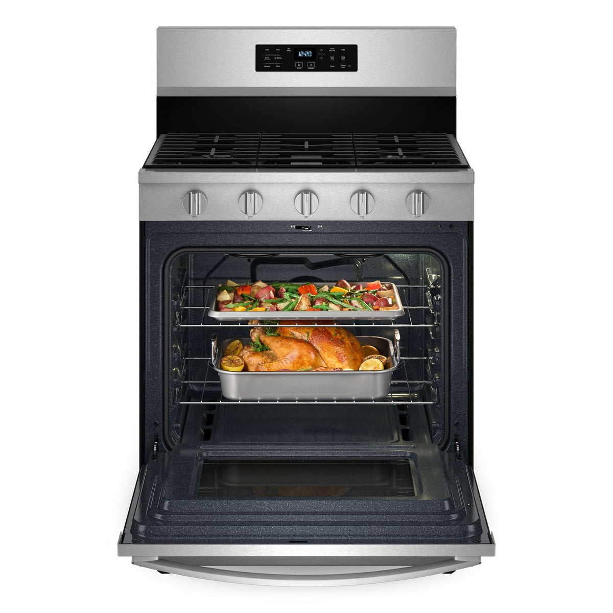 Whirlpool - 30 in. Wide 5 burners 5.0 cu. ft. Freestanding Single Gas Range with Air Fry and Air Baking - Stainless Steel